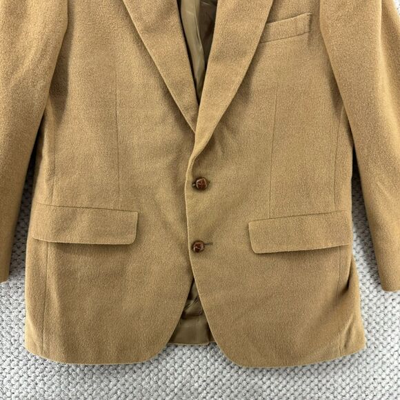 VTG Bill Blass Blazer Men M 100% Camel Hair Khaki Coat Jackets Lined 2 Button - Picture 3 of 16